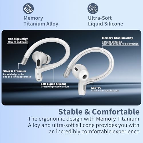 Anti-Slip Ear Hooks for AirPods 5/4/3 Earbuds, Sport Anti-Loss (White) - color: White