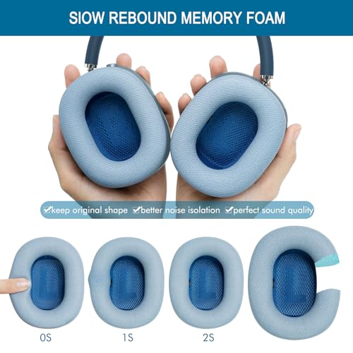 GEVO Upgraded Ear Cushions Replacement Earpads for AirPods Max 1 & 2 Headphones, Protein Leather Ear Pads Ear Covers Cups with Memory Foam and Magnet for AirPods Max 1 & 2 (Sky Blue) - color: Sky Blue
