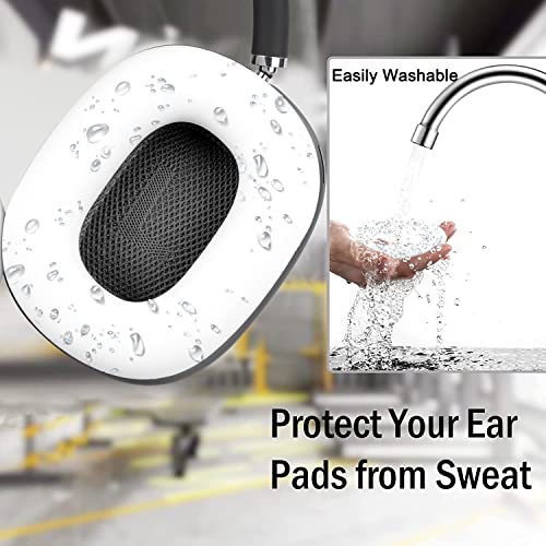 SOULWIT Sweat Ear Cover for AirPods Max - White | Sweat Proof Silicone Cover for Gym Exercise, Easy to Clean, No Sound Quality Loss - color: White