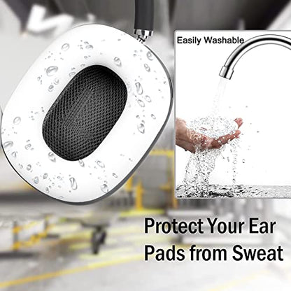 SOULWIT Sweat Ear Cover for AirPods Max - White | Sweat Proof Silicone Cover for Gym Exercise, Easy to Clean, No Sound Quality Loss - color: White