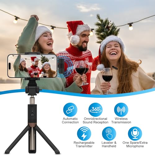 USB C Wireless Lavalier Microphone for iPhone 17 16 Pro Max 16e 15,Samsung | Galaxy S26 S25 A16 S24,Noise Reduction Mini Lapel Mic Clip on,Lav Mic on Video Recording,Tiktok,Youtube,Vlog,Live Streaming