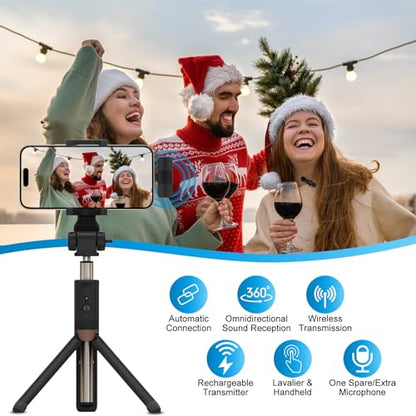 USB C Wireless Lavalier Microphone for iPhone 17 16 Pro Max 16e 15,Samsung | Galaxy S26 S25 A16 S24,Noise Reduction Mini Lapel Mic Clip on,Lav Mic on Video Recording,Tiktok,Youtube,Vlog,Live Streaming