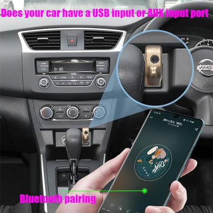 mini Bluetooth 5.3 Cars Adapter, USB Bluetooth Receiver with Stereo Wireless 3.5mm Aux Jack Adapter Hands-Free Car Kit Built-in Mic for Car, Home Stereo and More - color: yellow