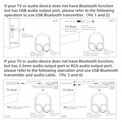 PROW Wireless Headphones for TV Watching with USB Transmitter, Wireless TV Headphones for Seniors, Bluetooth5.3 Headset, No Audio Delay 30H Battery Life, Comfortable Fit for The Elderly and Parents
