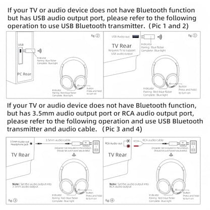 PROW Wireless Headphones for TV Watching with USB Transmitter, Wireless TV Headphones for Seniors, Bluetooth5.3 Headset, No Audio Delay 30H Battery Life, Comfortable Fit for The Elderly and Parents