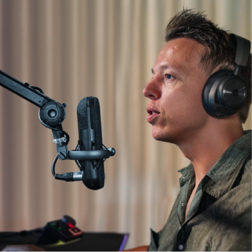 SteelSeries Alias/Alias Pro Mic Boom Arm — For Gaming, Streaming, and Podcasting — 360° Rotation — Desk Clamp — Folding Scissor Design — Hidden Springs — Cable Management — 3/8" and 5/8" Adapters