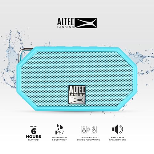 Altec Lansing Mini H2O - Waterproof Bluetooth Speaker, IP67 Certified & Floats in Water, Compact & Portable Speaker for Hiking, Camping, Pool, and Beach,Aqua - color: Aqua