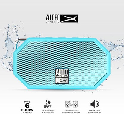 Altec Lansing Mini H2O - Waterproof Bluetooth Speaker, IP67 Certified & Floats in Water, Compact & Portable Speaker for Hiking, Camping, Pool, and Beach,Aqua - color: Aqua