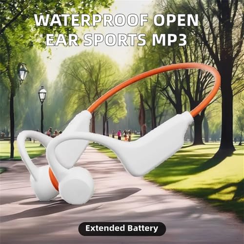 Bone Conduction Headphones IPX8 Waterproof 32GB Bluetooth 5.3 Wireless Headset with Microphone for Swim (White) - color: White
