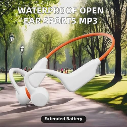 Bone Conduction Headphones IPX8 Waterproof 32GB Bluetooth 5.3 Wireless Headset with Microphone for Swim (White) - color: White