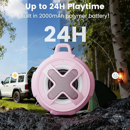 XLEADER X8(2 Gen) Upgraded, Bluetooth Shower Speaker, Certified IP67 Waterproof, 10W Pro Sound&Deep Bass, 24Hrs Playtime, Stocking Stuffers, White Elephant Gifts, for Teens Women, Pink - color: C-Pink