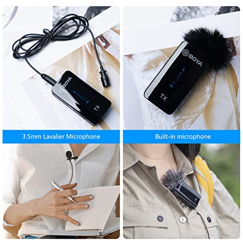 BOYA Wireless Lavalier Microphone, by-XM6 K1 2.4G Compact Professional Lapel Mic with Rechargeable Charging Case for iPhone/iPad/Android/Camera-7HR Battery, 328' Range,LED Display