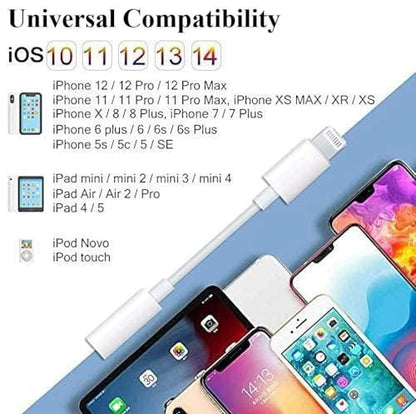 [Apple MFi Certified] 3 Pack Lightning to 3.5 mm Headphone Jack Adapter | for iPhone 3.5mm Headphones/Earphones Aux Audio Dongle Adapter Compatible for 14 13 12 11 XS XR X 8 7, Support All iOS