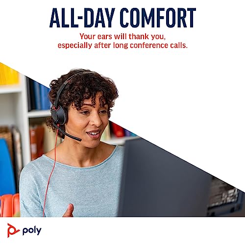 Poly Blackwire 5210 Wired Headset (Plantronics) - Flexible Noise-Canceling Boom Mic – Single-Ear Design - Connect to PC/Mac, Mobile via USB-C, USB-A, or 3.5 mm - Works w/Teams, Zoom - Amazon Exclusive - style: 2023 Version - Bulk Packaging