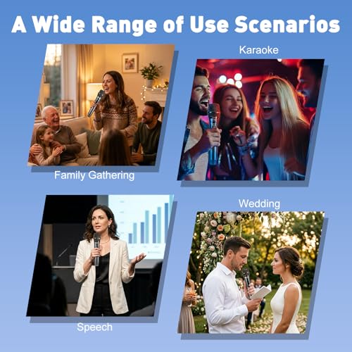 Wireless Handheld Microphones for Singing with 500 FT Reception | 2.4GHz, Rechargeable, Plug and Play, 2 Pack Microphones for Karaoke DJ Party Speech Classroom Wedding Church