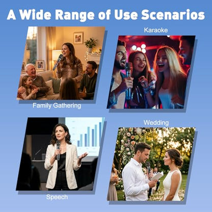 Wireless Handheld Microphones for Singing with 500 FT Reception | 2.4GHz, Rechargeable, Plug and Play, 2 Pack Microphones for Karaoke DJ Party Speech Classroom Wedding Church