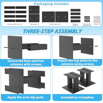 Desktop Speaker Stands 1 Pair for Small/Medium Bookshelf Speakers | Steel Studio Monitor Stands,Medium - size: 7.9"L x 6.5"W x 6"H