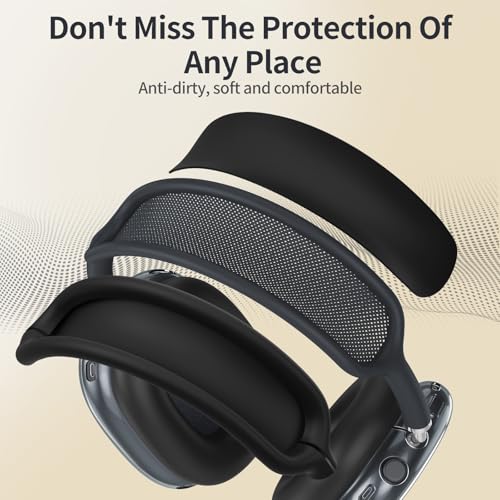Fintie Case for AirPods Max 2 (2026) and AirPods Max 1 (2020/2024), Black | Clear TPU Ear Cup Cover, Silicone Ear Pad and Headband Cover, Skin Protector Accessories - color: Black