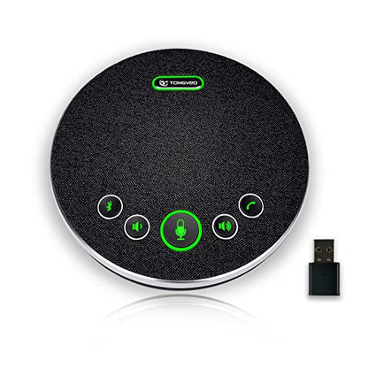 TONGVEO Bluetooth Speakerphone Conference Microphones, Wireless Conference Speaker 360°Voice Pick up with 4 AI Noise Cancellation Mics USB/Dongle/Bluetooth Connection 8 Hour Call Time for 8-12 People - color: Gray
