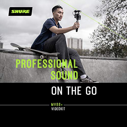 Shure MV88+ USB-C Video Kit Stereo Condenser Microphone | Stereo condenser mic for Apple and Android with Manfrotto PIXI tripod, phone clamp, and iOS and USB-C cables - size: Compact, style: MV88+ Wired KIT