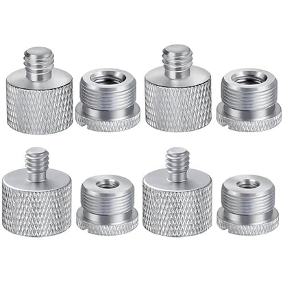 IXTECH Mic Stand Adapter Set 8 pieces Metal Microphone Stand Screw Thread Adapter 5/8 Female to 3/8 Male 3/8 Female to 5/8 Male 5/8 Female to 1/4 Male 1/4 Female to 5/8 Male Tripod Adapter ADP01A Slvr - color: Silver