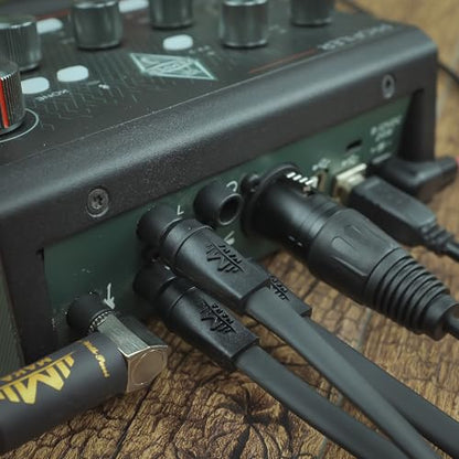 Flat Low Profile Stereo Guitar Patch Cable 6.5ft for Effects Pedals, 1/4 inch TRS Slim Straight to Right-Angle Plug, Black - color: Black, size: 6.5ft TRS(Straight to R-Angle)