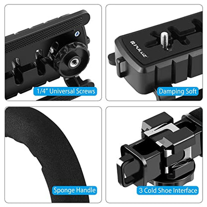 PULUZ U/C Shape Video Action Stabilizing Handle Grip Handheld Stabilizer Kit with Phone Clamp & Quick Release Buckle & Long Screw for Canon Sony Nikon Cameras and Home DV Camera Smartphones - style: stabilizer kits 1