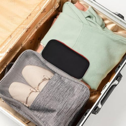 2 Slots Wireless Microphone Carrying Case, Travel Microphone Bag with Handle/Mesh Pocket for Accessories, EVA Hard Shell Microphone Storage Case Organizer for Wireless Mic System Handheld Microphones