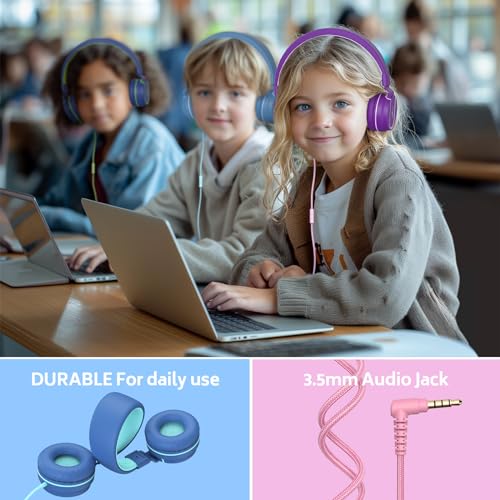 AILIHEN Kids Headphones Bulk 10-Pack for School Classroom with Mic, 93dB | Volume Limited K-12 On-Ear Durable Headset for Everyday Students Children, 3.5mm Jack for Chromebooks Tablets Laptop Computer - color: 10Pack