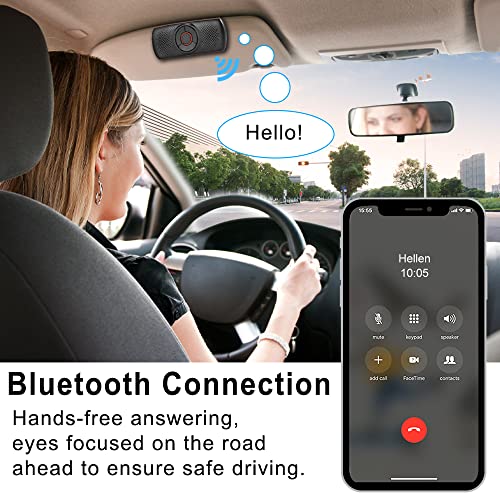 Skybess Bluetooth Car Speaker for Cellphone, Portable Bluetooth 5.3 Handsfree Speakerphone Wireless Music Player Car Kit with Visor Clip, Supports Siri & Google Assistant | TF Card Play