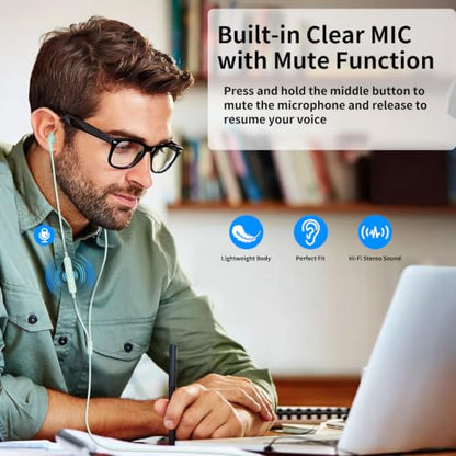 USB Earbuds for PC,Headphones with Microphone for Computer,Green - color: Green