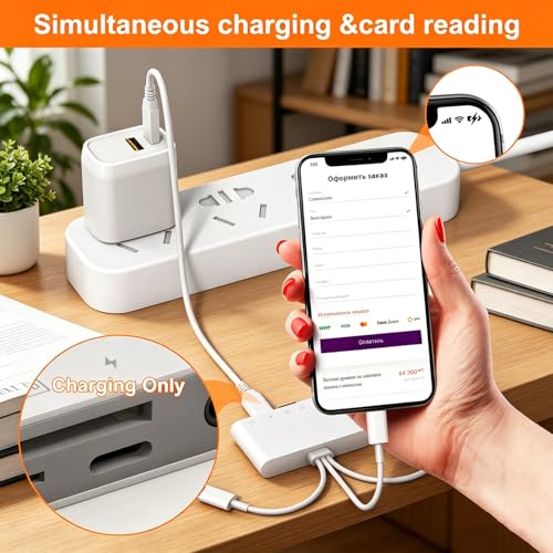 Universal 5-in-1 Memory Card Reader, 3-in-1 USB C/Lightning/USB A to SD/TF Adapter with 3.5mm Headphone Jack and Lightning Power Port (Charging Only), Compatible with iPhone, iPad, Android, Tablet