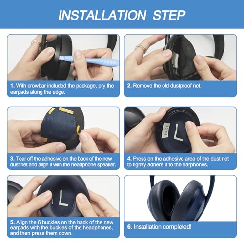 GEVO Ear Pads Replacement for Bose NC700, Blue | Earpads for Bose Noise Cancelling Headphones 700, Soft Protein Leather, High-density Memory Foam - color: Blue