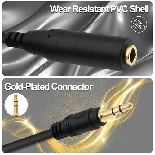 6.35mm 1/4 to 3.5mm TRS Headphone Extension Cable Audio Adapter 30cm | 1/4 Inch Female to 1/8 3.5mm Male,Stereo,for Headsets Amplifiers Guitar Speakers 2pcs