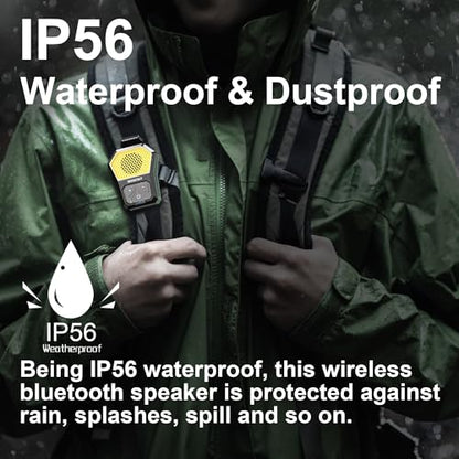 Wearable Bluetooth Speaker, Portable Wireless Clip-on Mini Water-Resistant Speaker, 12H Playtime, Built-in Mics for Hands-Free, Small Wireless Bluetooth for Jobsite/Sports/Outdoor