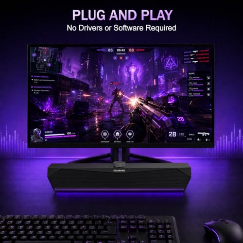 Computer Speakers for Desktop,USB Single-Cable, Computer Soundbar for PC | Compatible with Laptops | Towers | Devices |Stereo Sound and RGB Light, Plug-n-Play, Black Matte Finish, Mechanical Knobs