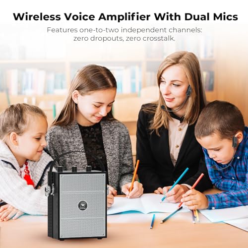 50W Voice Amplifier with 2 Mics,Microphone with Speaker | Portable Sound System with Microphone,Bluetooth Speaker Megaphone for Teachers, Classroom, Outdoor, Events -S98Plus