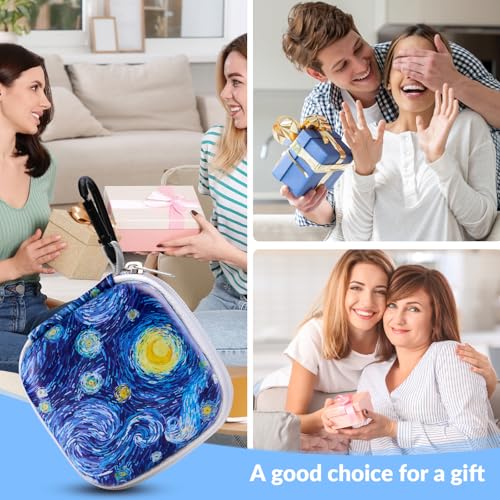 Unique Patterned Portable EVA Earbud Case with Carabiner | Printed Earbud Holder With Sturdy Carabiner, Multi-Use Storage For Earphones, Headphones, SD Cards & Small Electronic Chips - color: Starry Sky