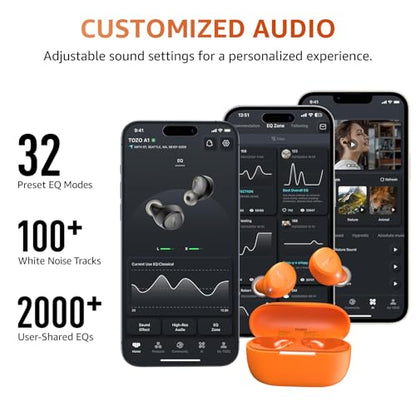 TOZO A1 Wireless Earbuds Bluetooth 5.3 Light Weight in Ear Headphones | IPX5 Waterproof, 2 Mics for AI Calls, Immersive Premium Sound Bass Ear buds with Charging Case, 32 Presets EQ via TOZO App - color: Orange