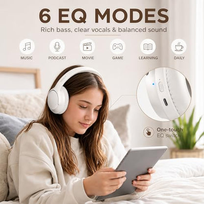 MIDOLA Bluetooth Headphones Wireless 68H with Mic,Decent Sound-Acceptable | Adjustable Headband Foldable Over-Ear Lightweight Headsets for Toddler Girls Boys Tablet/iPad,HD Stereo,Built-in Mic,White - color: White