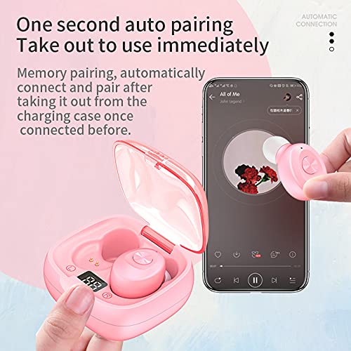 Mini TWS Gaming in-Ear Earbuds Wireless Earphones - Low-Latency with Charging case Bluetooth in Ear Headphones TWS Headset Suitable for Gamers/Runners/Fitters/Sport -Pink - color: Pink
