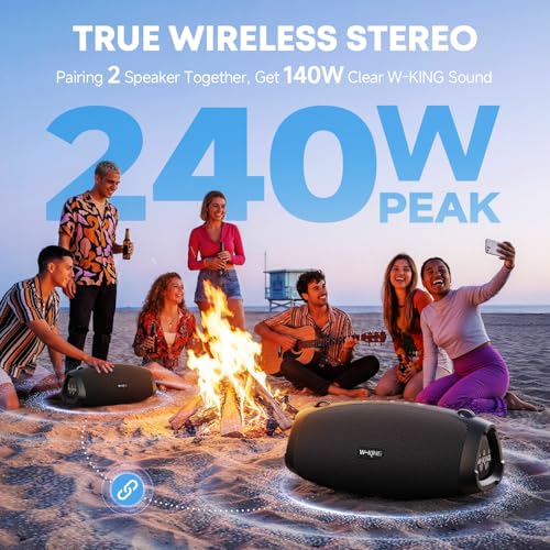 W-KING Bluetooth Speaker, 120W Peak IPX6 Outdoor Loud Portable Speakers
