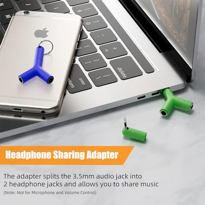 Headphone Audio Y-Splitter, 3.5mm Male to Dual 3.5mm Female Adapter for 2 Headphones/Earphones, Compatible with iPhone, iPad, MP3 (1pack-Black)