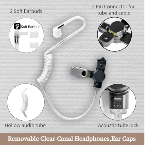 Covert Acoustic Tube Surveillance Headset with Mic, 2 Pin Earpiece for Walkie Talkies/Two Way Radio with Transparent Acoustic Tube (2 Pack) - size: Airtube Pack 2