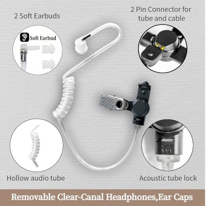 Covert Acoustic Tube Surveillance Headset with Mic, 2 Pin Earpiece for Walkie Talkies/Two Way Radio with Transparent Acoustic Tube (2 Pack) - size: Airtube Pack 2