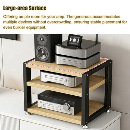 YLLFFLL Open Shelf Stereo Component Rack Stand Tabletop, 2 3 4 Tier Audio Racks and Av Media Cabinet with Footpad, Upright HiFi Cabinets and Stands Under Desk(#2,2 Layer) - color: #2, size: 2 layer