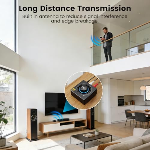 1Mii B06T3+ Bluetooth Receiver with LDAC for Home Stereo, Wired Speakers | Hi-Res Wireless Audio Adapter with aptX Low Latency & HD, Knob Volume Control, RCA/3.5mm AUX for Music Streaming