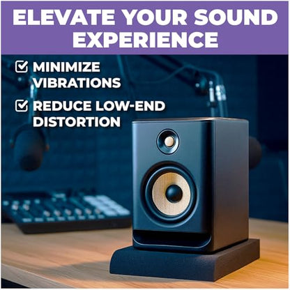 Liquid Stands Studio Monitor Sound Isolation Pads for Speakers 6"-8" High-Density Speaker Foam Pads that Prevents Vibrations Angled Speakers Riser - Acoustic Speaker Isolation Pad for Floor, Desktop - size: Large