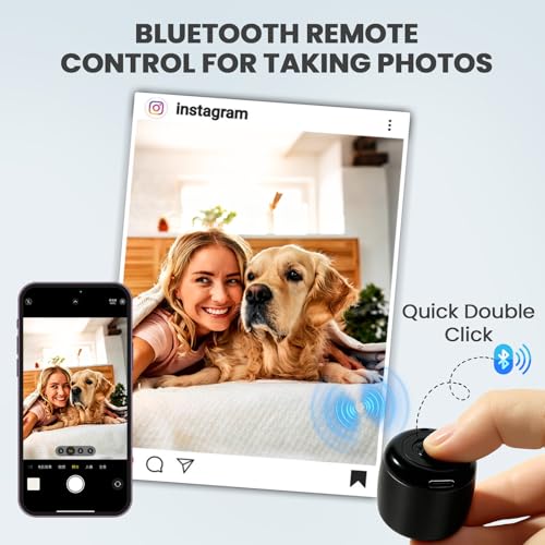 Best Mini Portable Bluetooth Speaker with HD Sound & Bass I Smallest Wireless Bluetooth Speakers for Phone/PC/Tablet I Photo Selfie Button Answer Phone Calls I Cute Tiny Speaker - color: Black