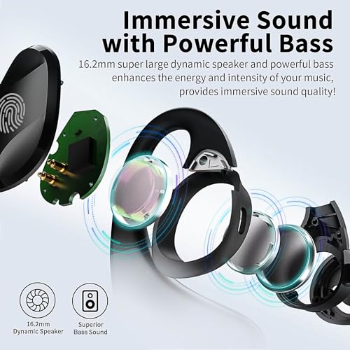 BANIGIPA Open Ear Air Conduction Headphones, Noise Cancelling Bluetooth Headset for Phones Laptop Computer PC, Wireless Earbuds for Office Meeting Running Cycling Driving Working
